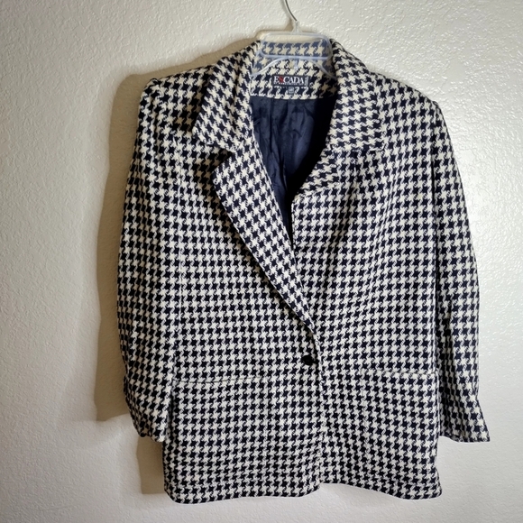 Escada Houndstooth One Button Wool blazer Jacket Sz 38/ M - Picture 1 of 8